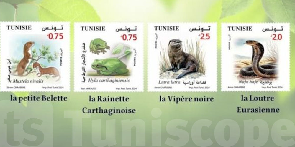 Émission de 4 timbres-poste dédiés aux animaux en danger d’extinction en Tunisie